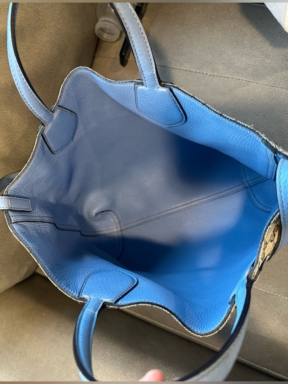 Gucci Beige GG Canvas Tote with Light Blue Leather Trim - Picture 12 of 12